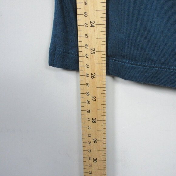 Club Monaco Short Sleeve Mock Neck Blouse Women S Blue Viscose Blend Boxy 172 - Picture 7 of 8